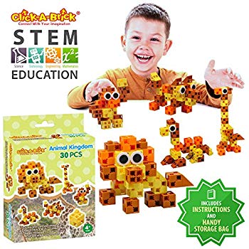 Click-A-Brick Animal Kingdom 30pc Building Blocks Set | Best STEM Toys for Boys & Girls Age 4 5 6 Year Old | Fun Kids 3D Construction Puzzle | Top Educational Learning Gift For Children Ages 4-10