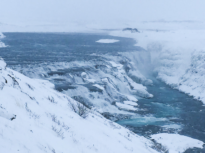 iceland in winter gulfoss waterfall
