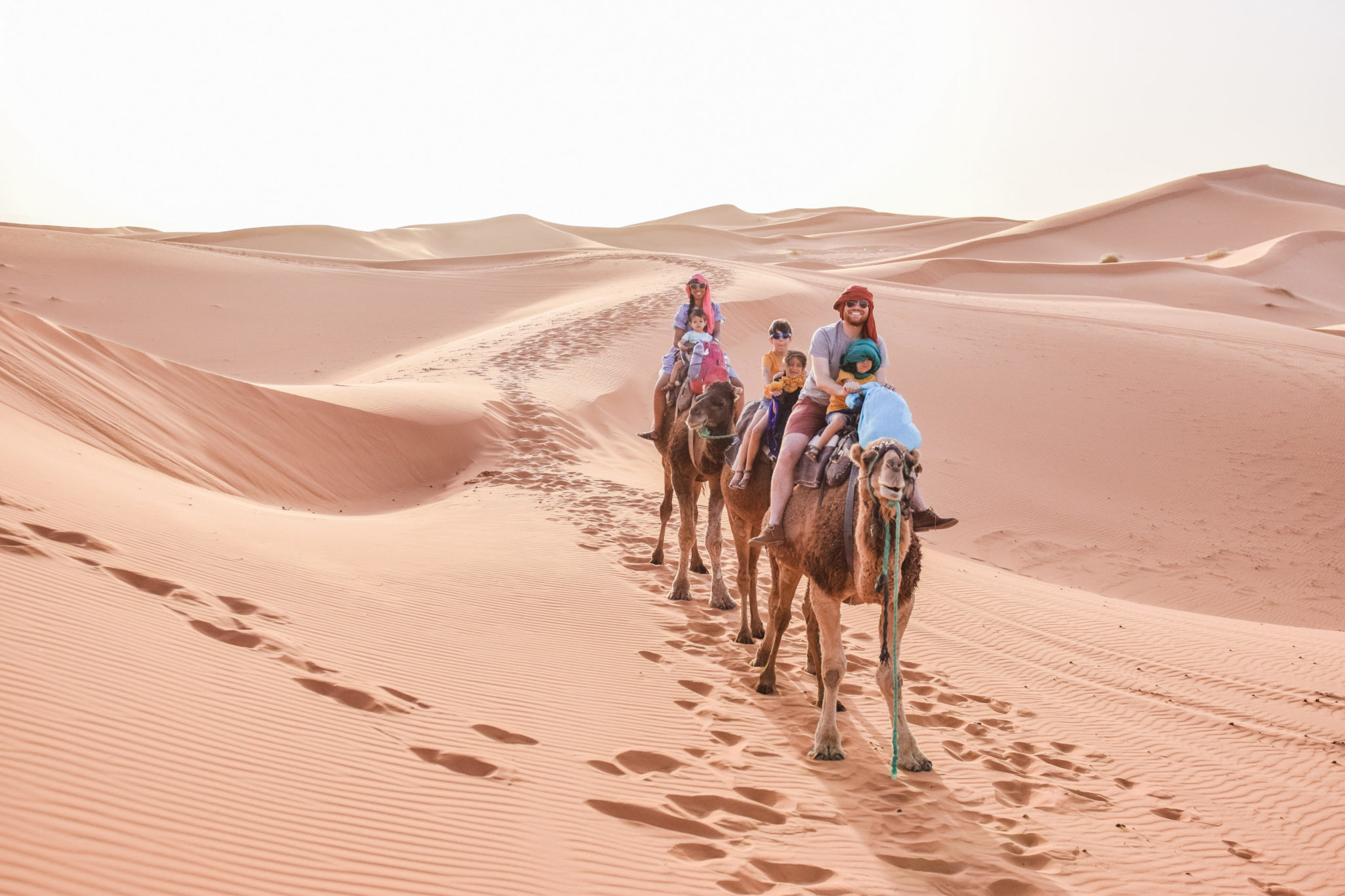 family travel camel ride morocco with kids