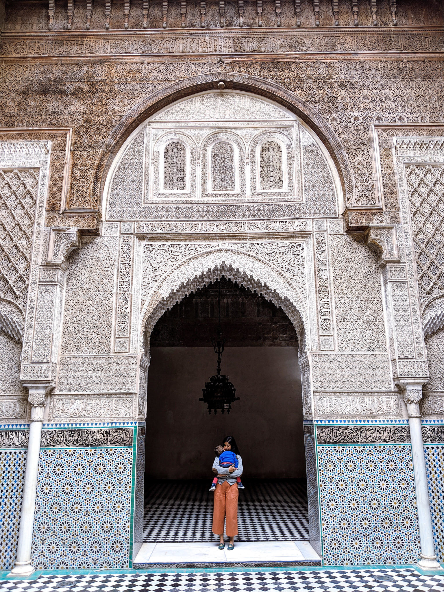 bou inania madrasa fez with baby