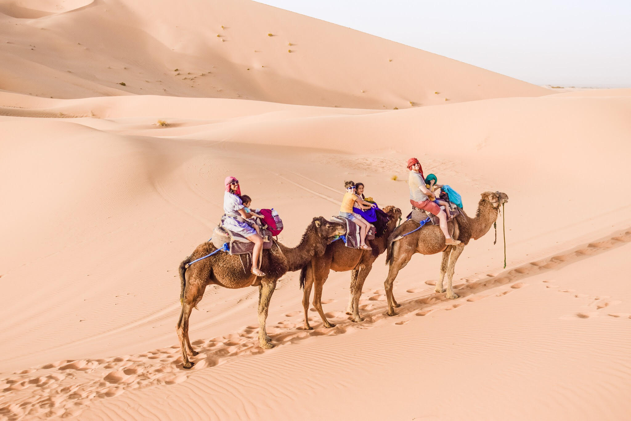 morocco sahara family camel ride