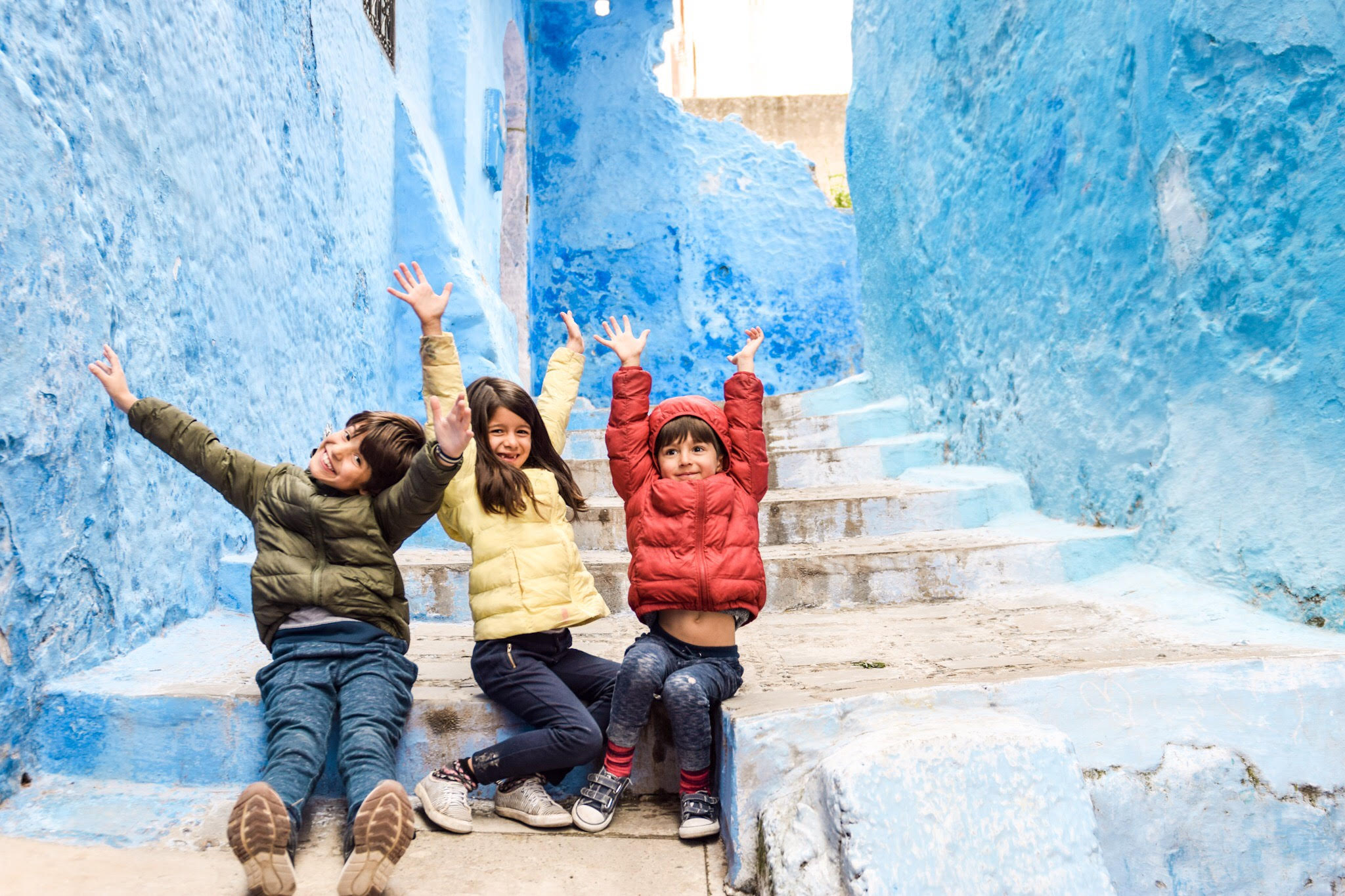 travel with kids blue city chefchaouen