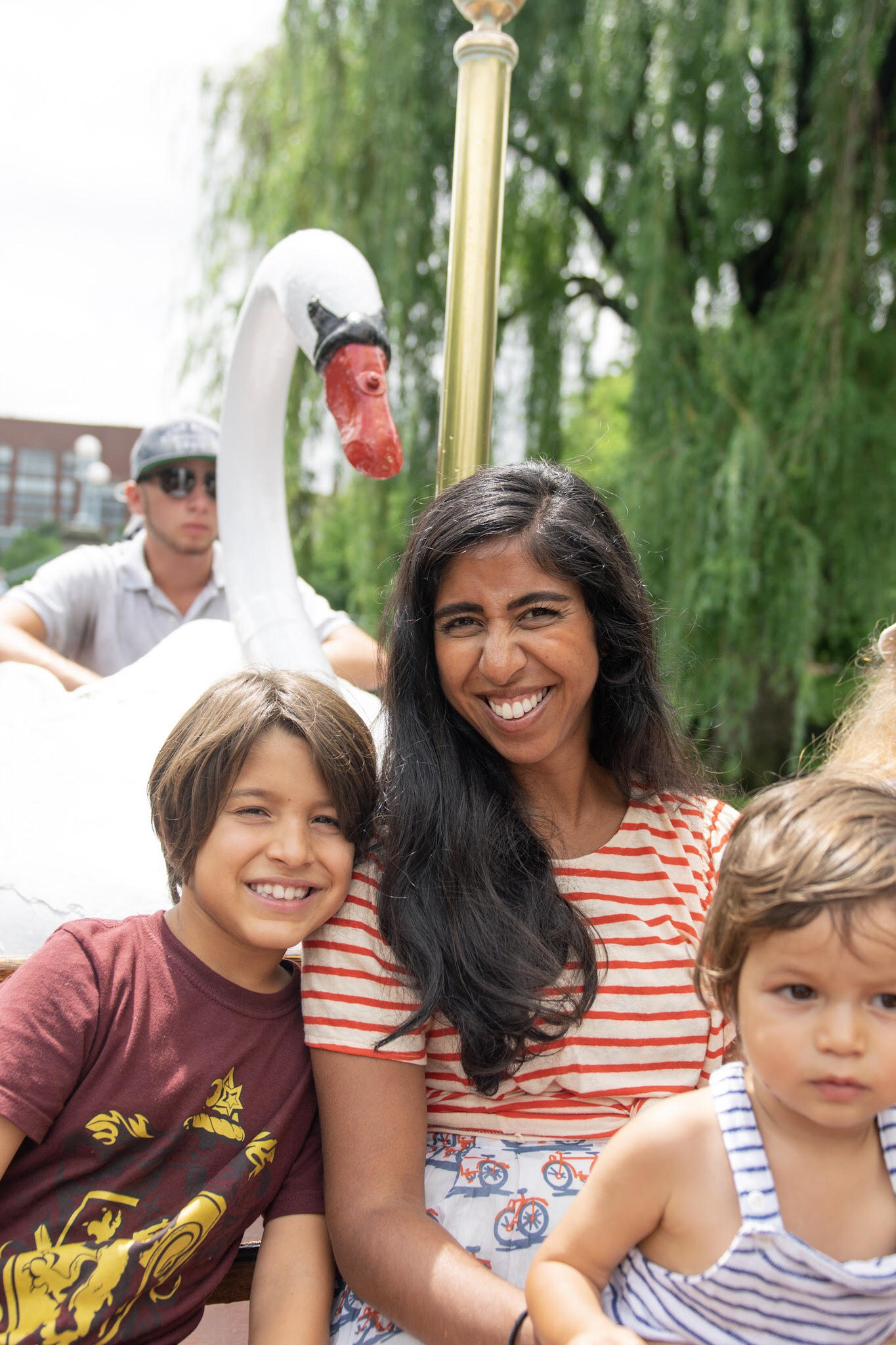 boston public garden swan boats with kids
