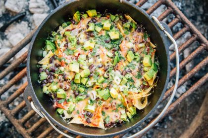 vegetarian camping food campfire nachos