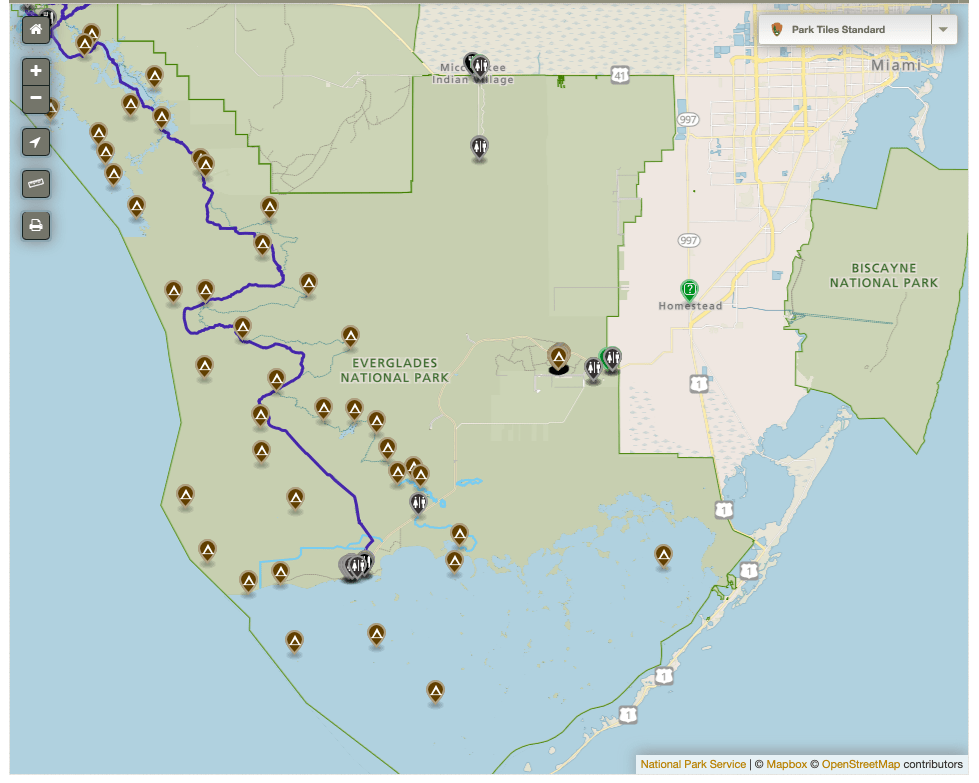 Map of Everglades National Park