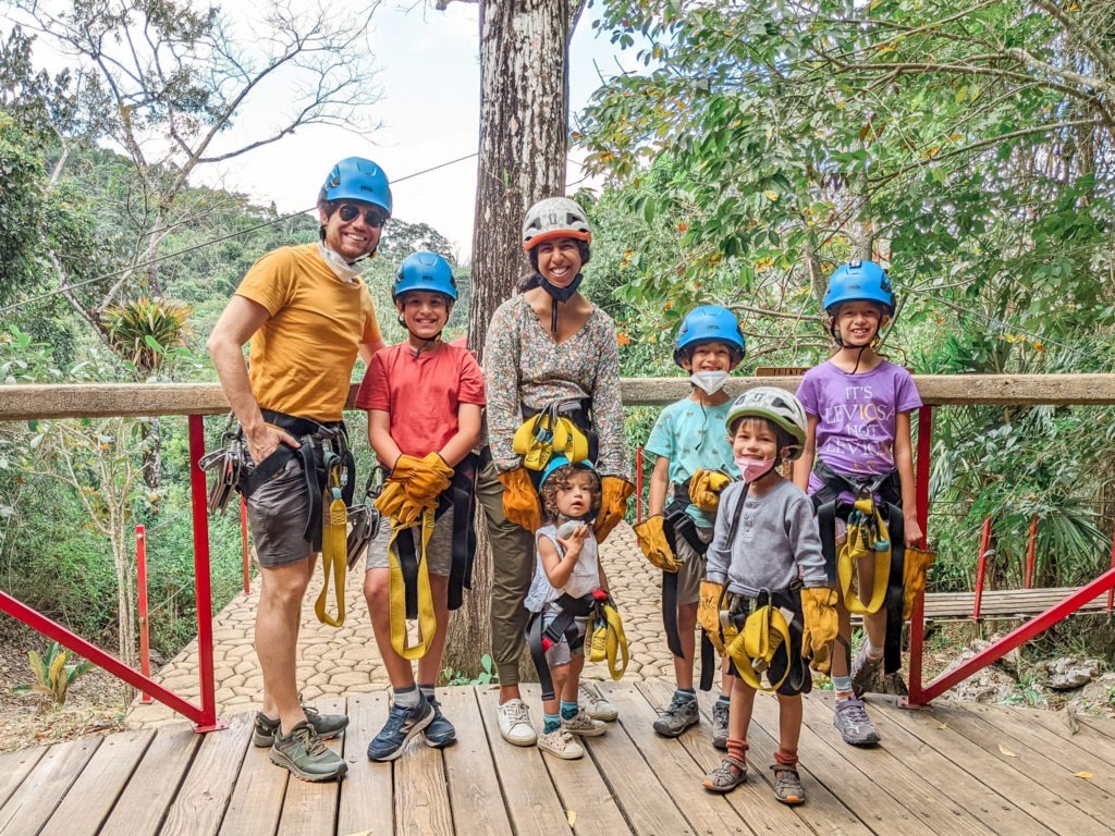 Zip lining in Belize with kids