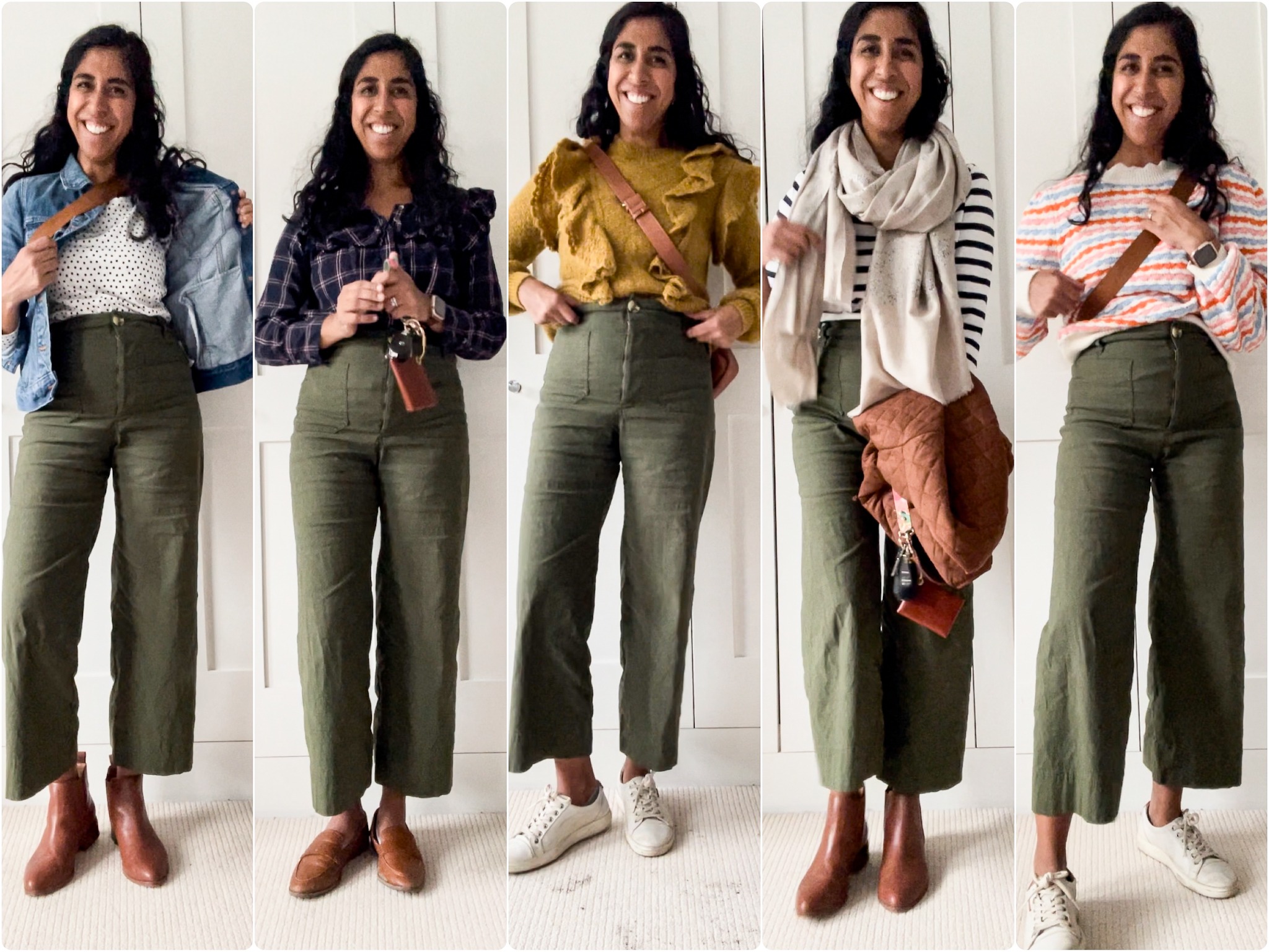 5 Fall Travel Outfits with Olive Pants